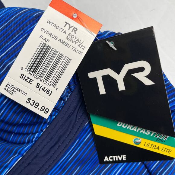 TYR Durafast Lite CYPRUS AMBU Tank Swim Top - Royal Navy Size Small 4/6  $40 - Picture 5 of 6